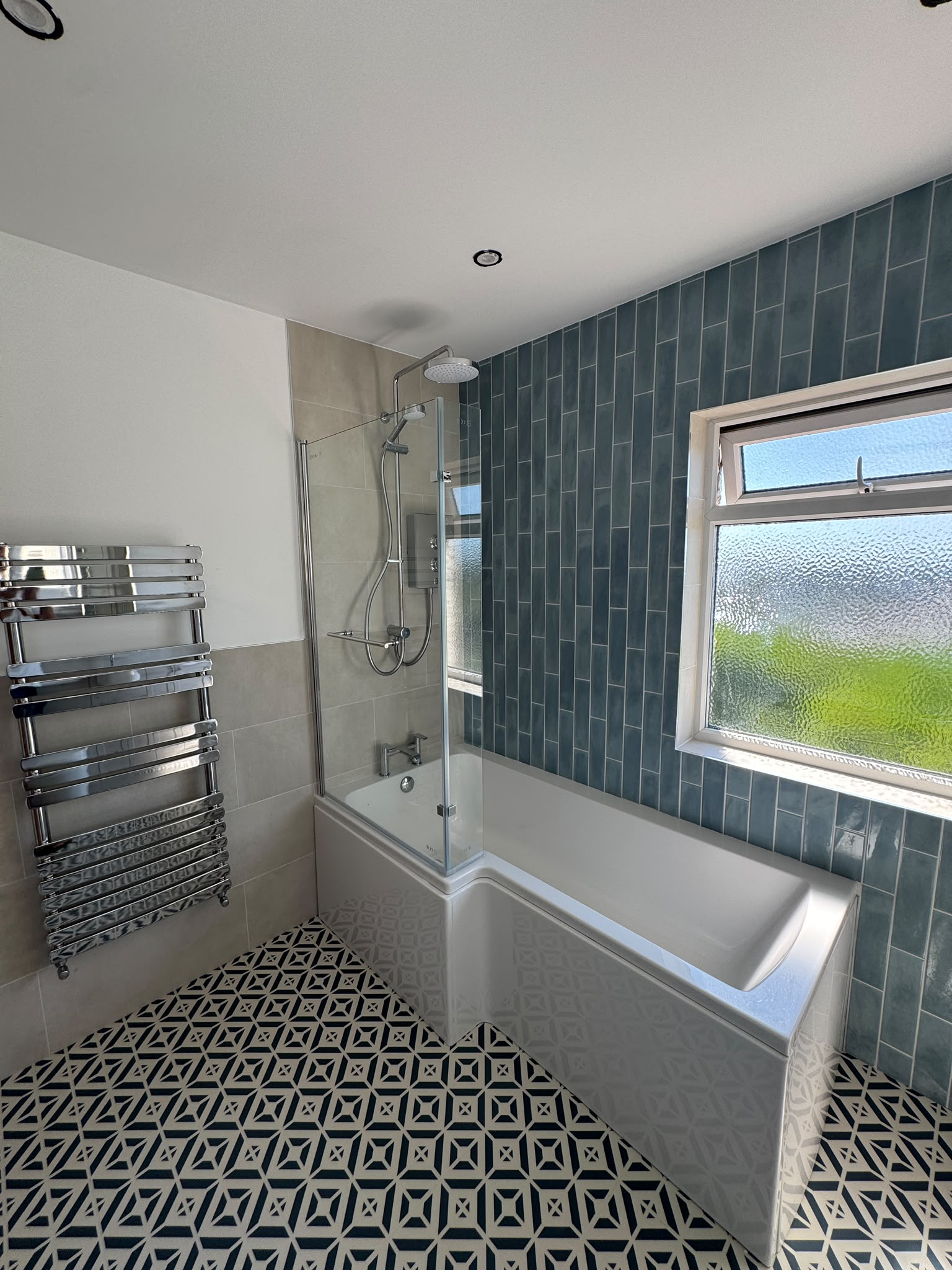 New bath and shower area