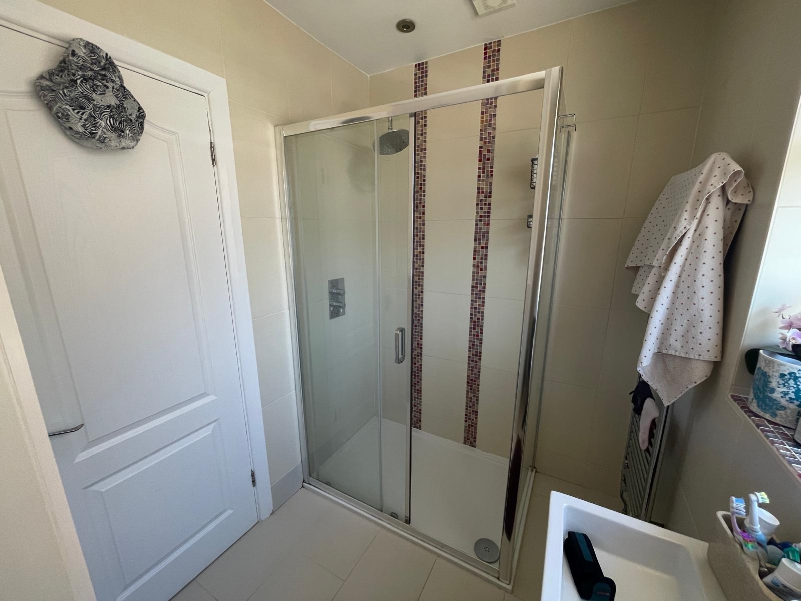Before: the old shower enclosure